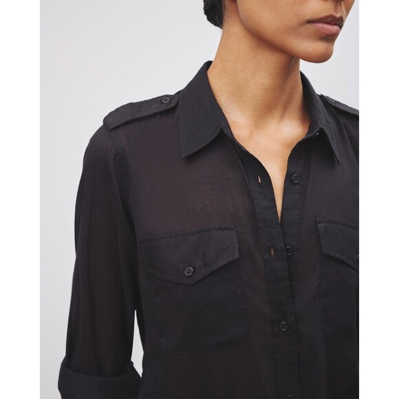 Nili Lotan Jora Tunic Shirt Top Cotton Long Sleeve Buttondown Black S NEW 283749 - Picture 3 of 9